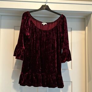 Velvet scoop neck top